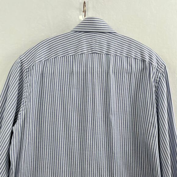 Suit Supply Egyptian Cotton Blue Pinstripe Slim Fit Button Up Shirt Men's 38/15 - Picture 3 of 13
